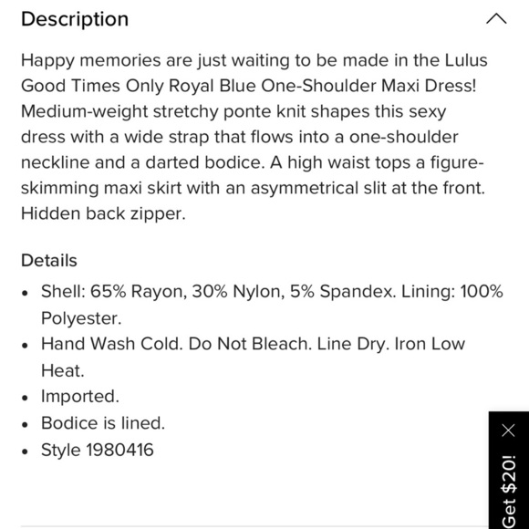 Lulus | Women's Good Times Only One Shoulder Royal Blue Maxi Dress Size Large - Picture 2 of 7